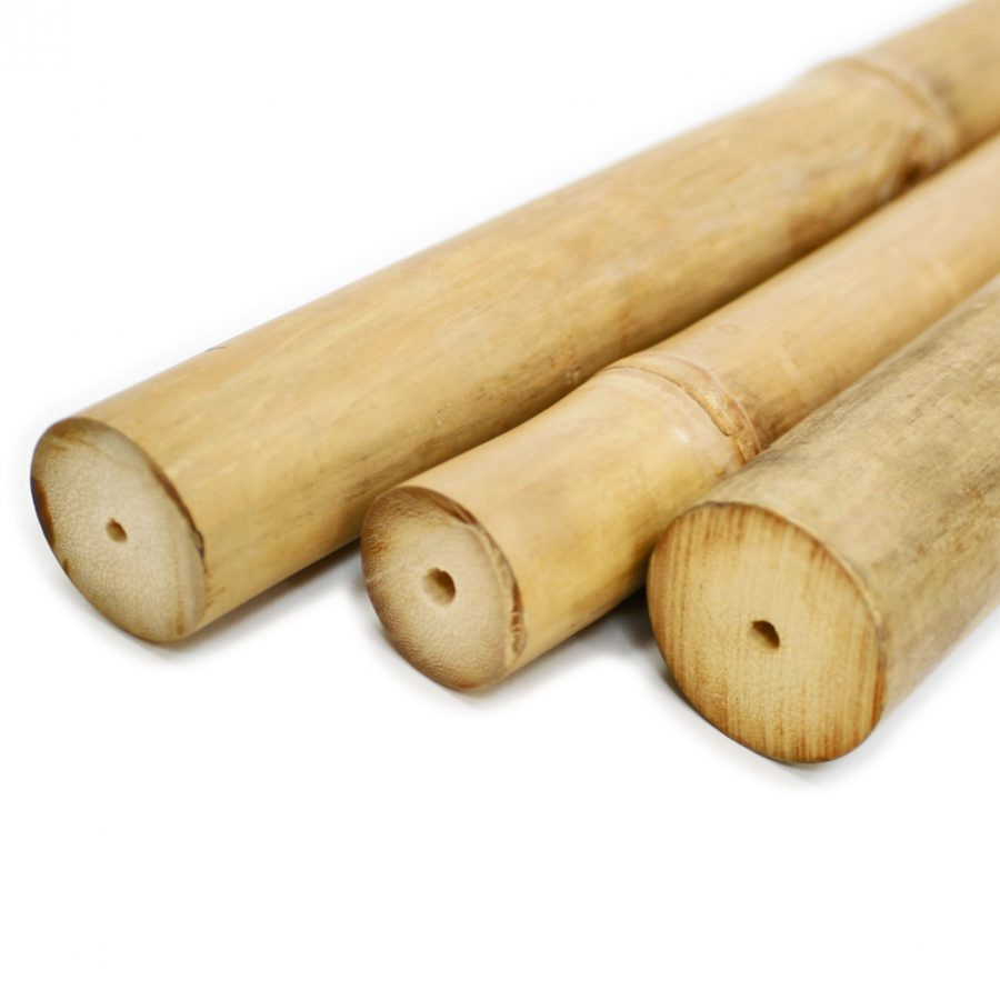 three solid bamboo poles