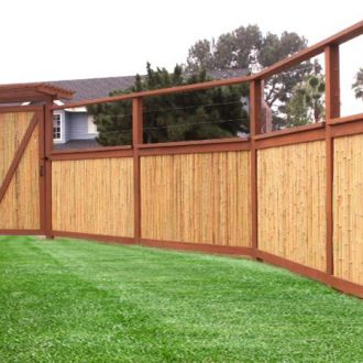 bamboo fencing around a field