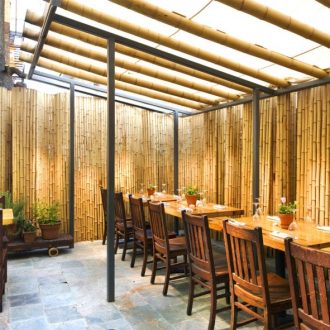 bamboo poles in a restaurant