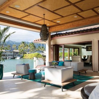 lauhala matting on a balcony