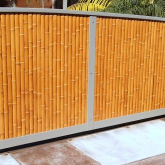 bamboo slats applied to a gate