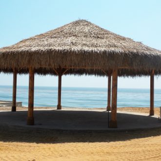 Natural Mexican thatch structure on beach