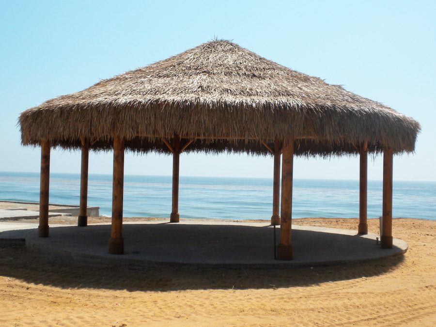 Natural Mexican thatch structure on beach