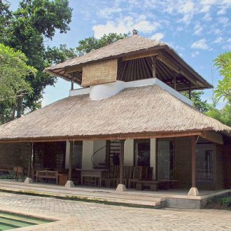 two tier open patio design with viro thatch