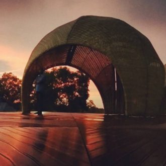 archineering by viro kirana dome in belitung in sunset